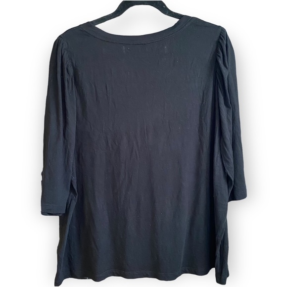 2for$25 Calvin Klein Jeans Black Puff Shoulder V-Neck T-shirt Plus Size 1X - Picture 9 of 10